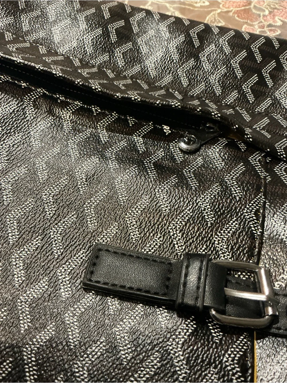Goyard Black Leather Backpack Clip Strap
